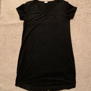 Black suede T-shirt dress from Garage
